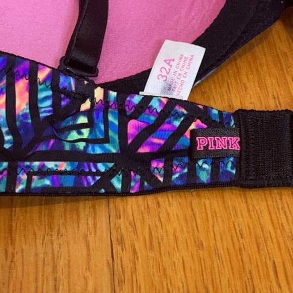 ❤️ VICTORIA SECRET PINK Bra Wear Everywhere Lightly Lined Size 32A black neon - Picture 7 of 8